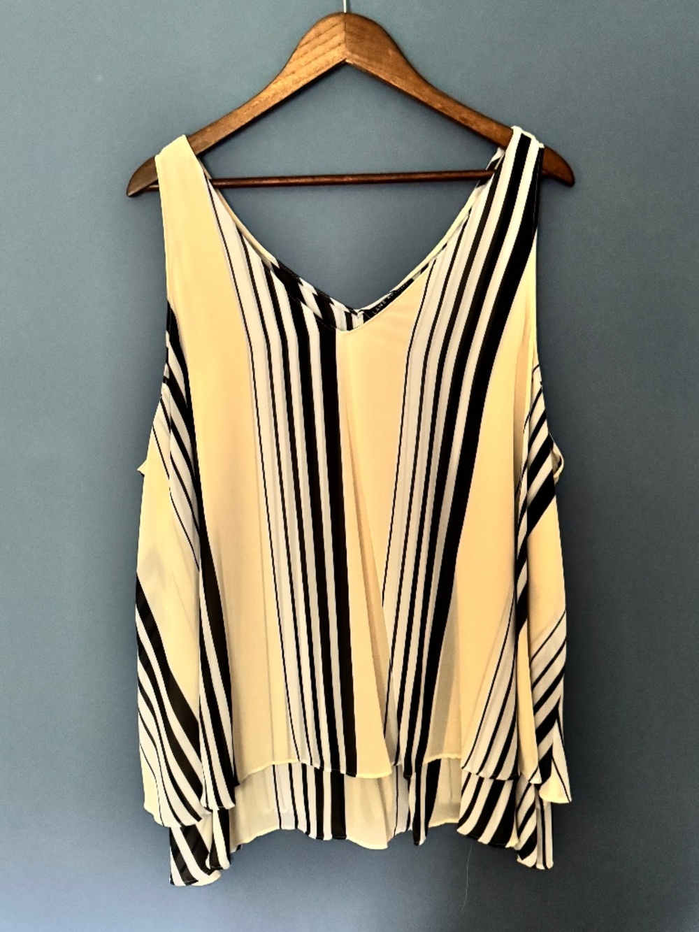 Lane Bryant Size 24 Striped Swing Double Layer V Neck Dressy Tank EUC